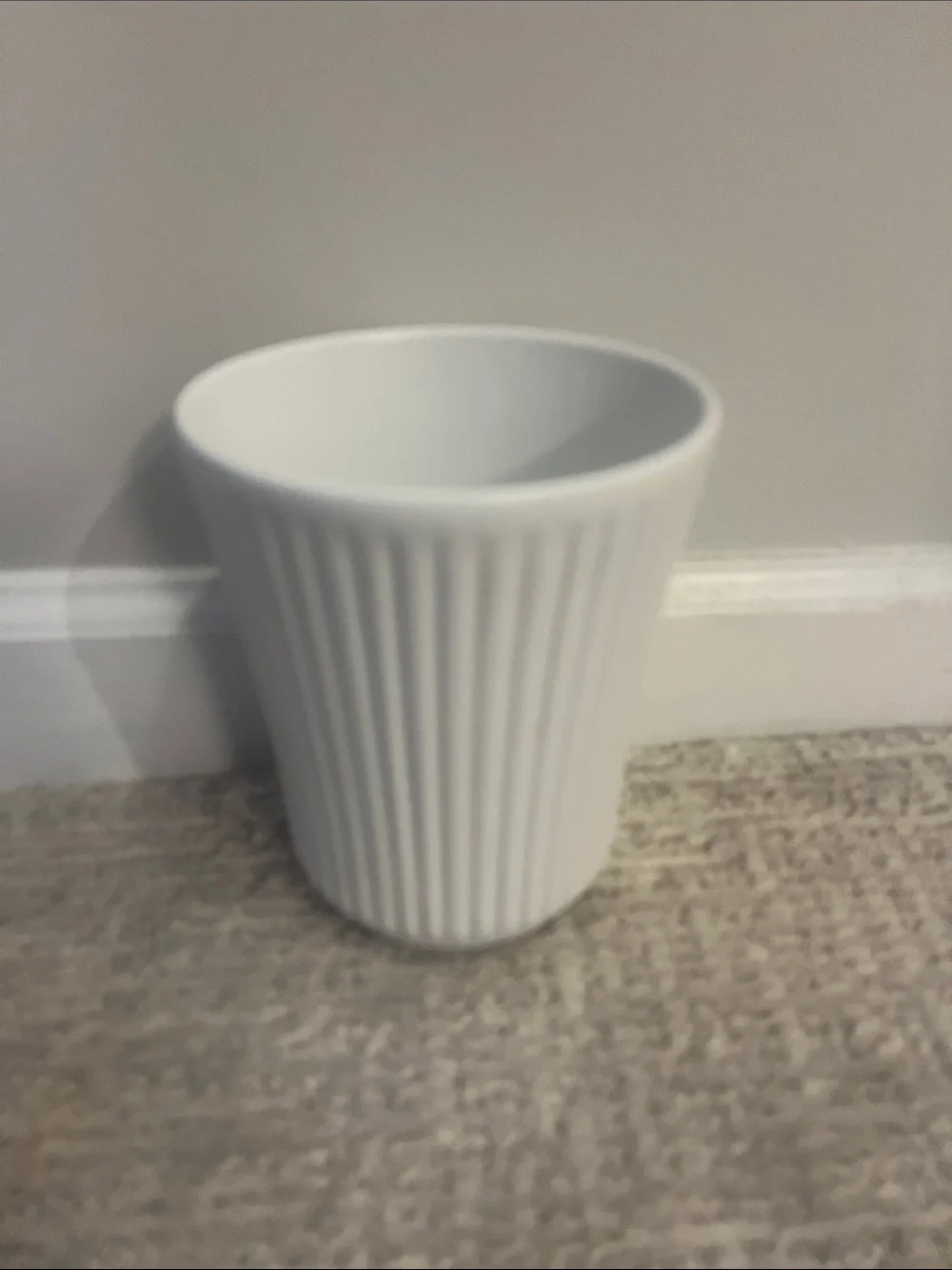 White Ribbed Ceramic Planter